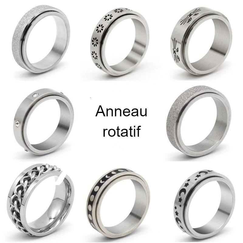 Bague Anti-stress En Acier Inoxydable Argentée - Anneau Tournant Ouvert (diamètre 17mm) - Pour Femme/fille - Soulagement Anxiété - 5